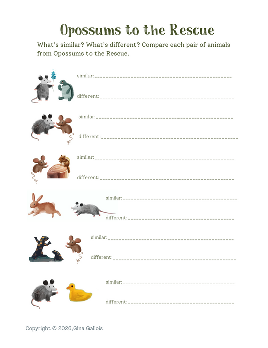Lesson Plan & Printable Activities: Opossums to the Rescue