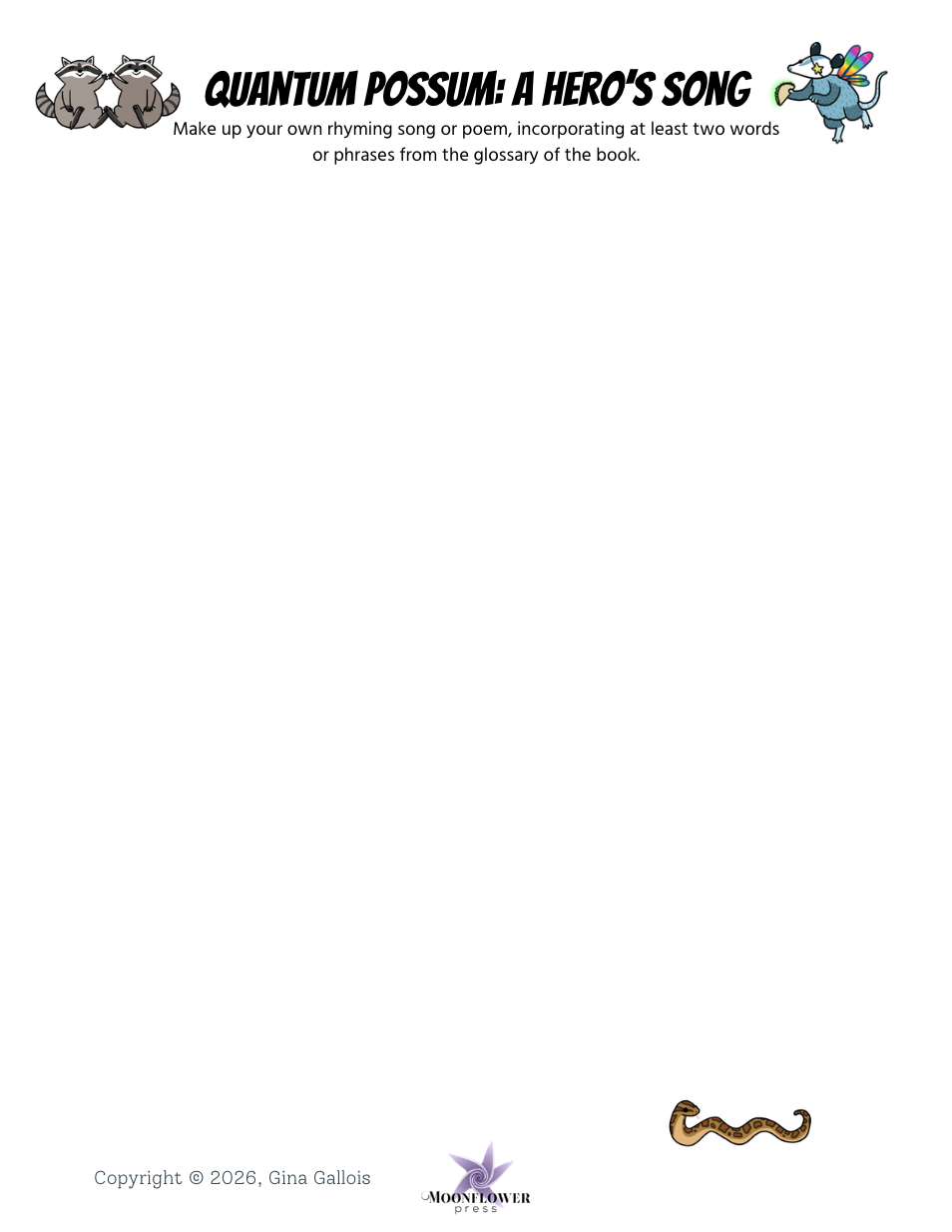 Lesson Plans & Choice Board: Quantum Possum Book 1